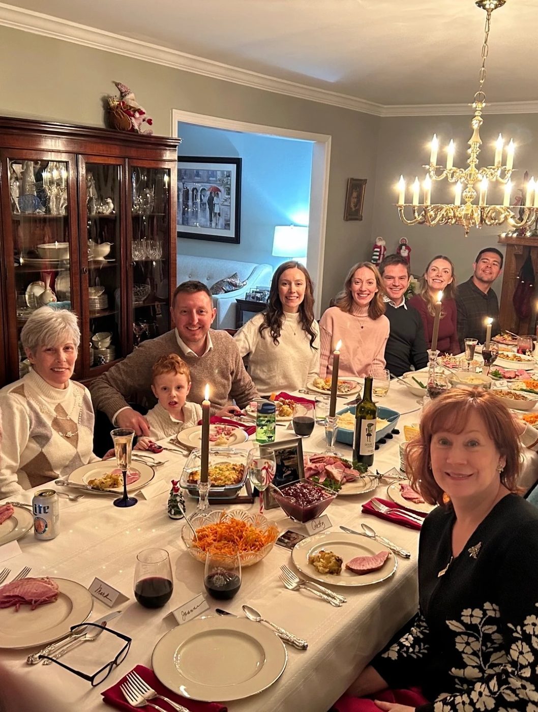 The Pescatore family around the holiday dinner table