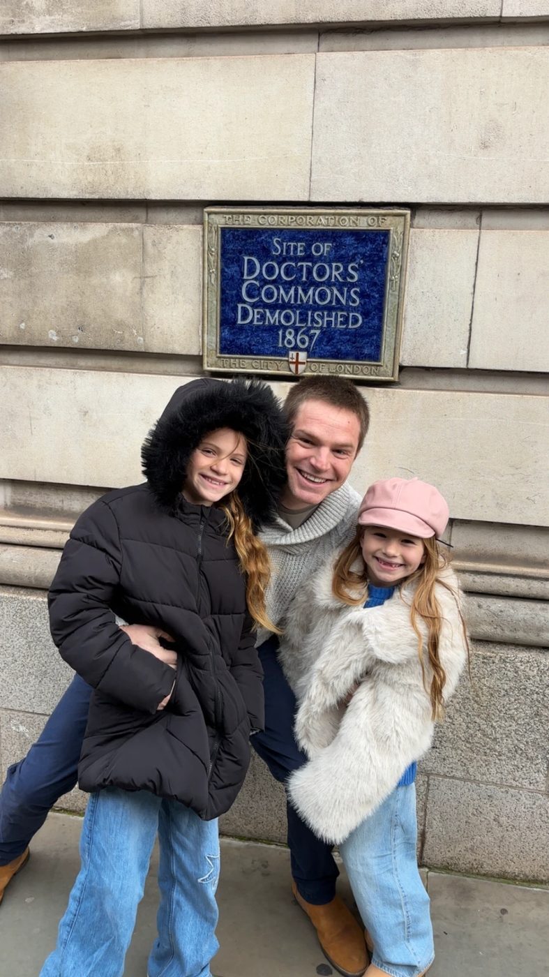 Rick with his daughters in London