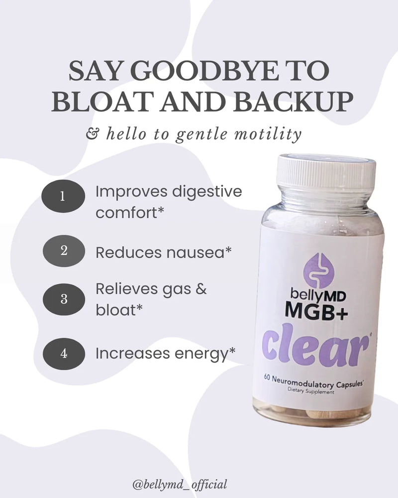 MGB+ Clear benefits - motility, gut lining, and enzyme support