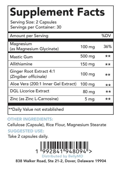 MGB+ Cool supplement facts label
