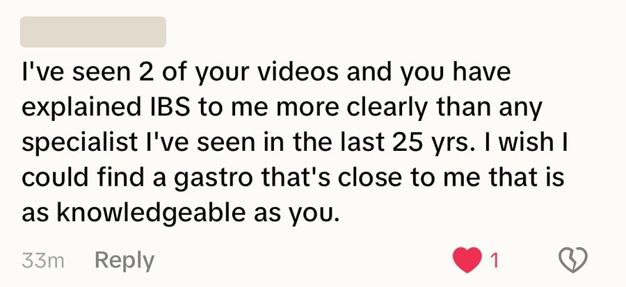 A viewer writes that Dr. Rick explained IBS more clearly than any specialist they had seen in twenty-five years