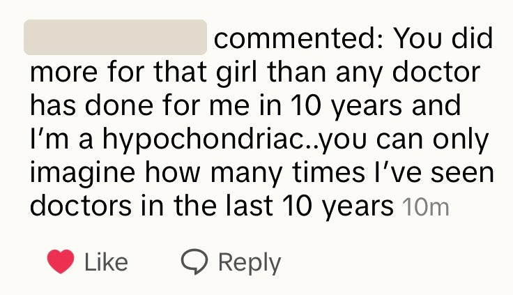A viewer writes that Dr. Rick did more for someone in one video than any doctor had done for her in ten years