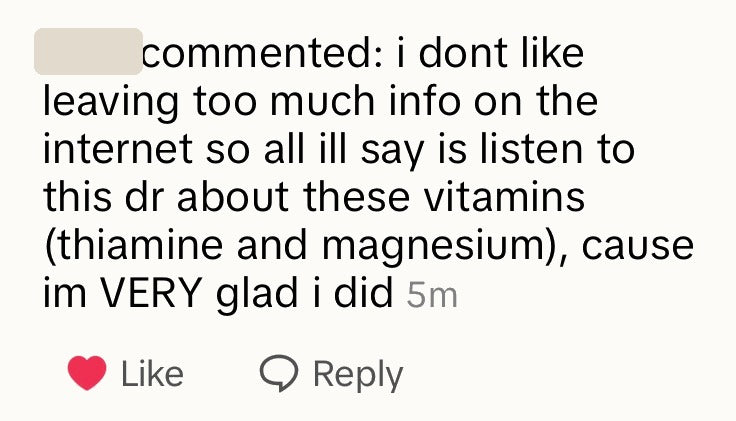 A viewer writes that she is very glad she listened to Dr. Rick about thiamine and magnesium