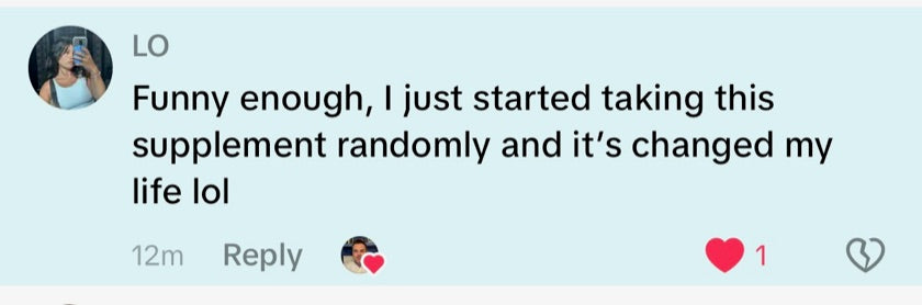 A public TikTok comment describing this person's experience with the B1 and magnesium core